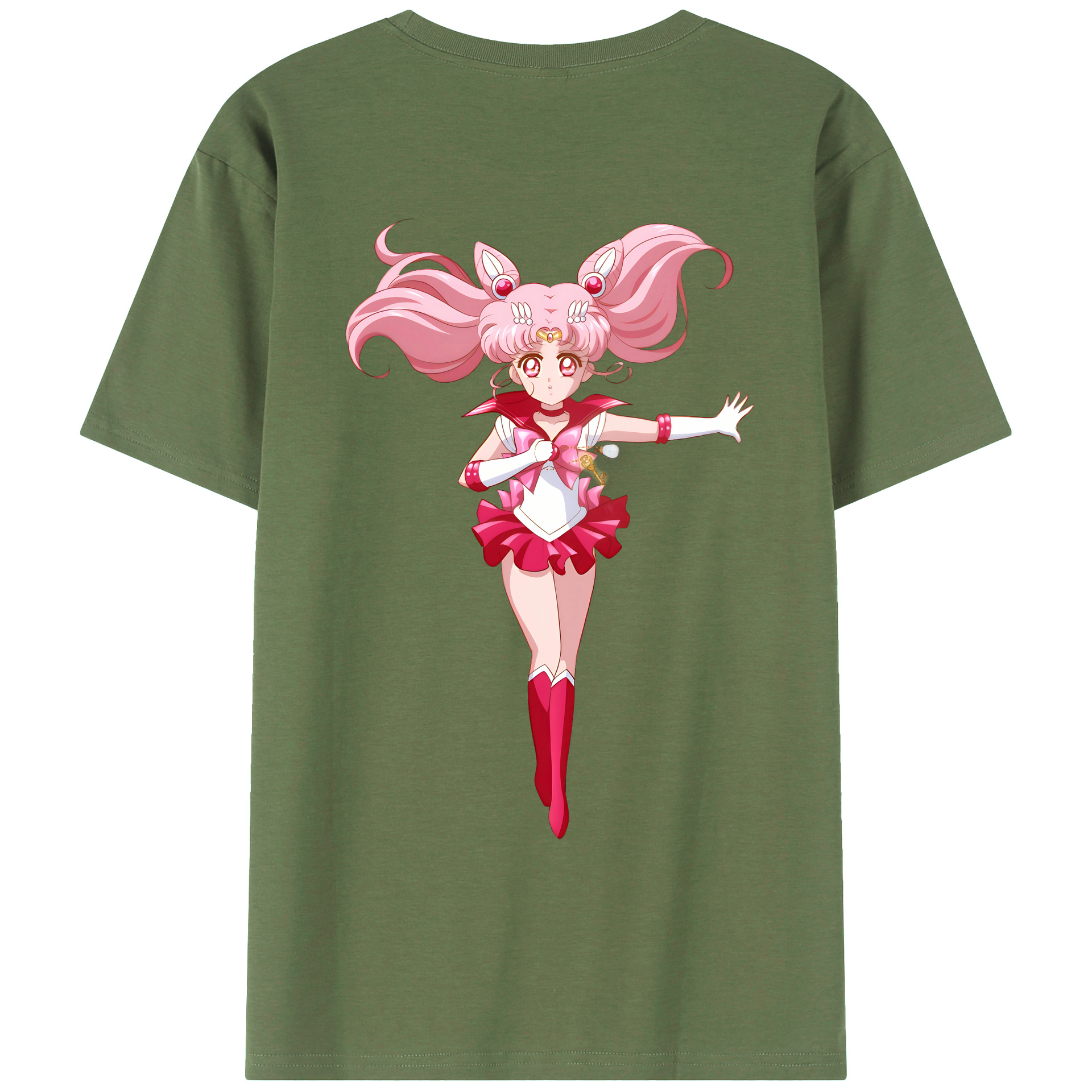 （画像用） 美少女戦士セーラームーン ちびうさ Sailor Moon Chibiusa Tsukino Usagi Small Lady Serenity 綿100％ メンズ半袖Tシャツ（バックプリント） 通気性